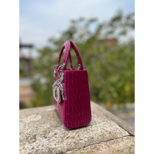 Túi xách nữ Dior lady mini 17 da cá sấu mĩ cao cấp thêu tay