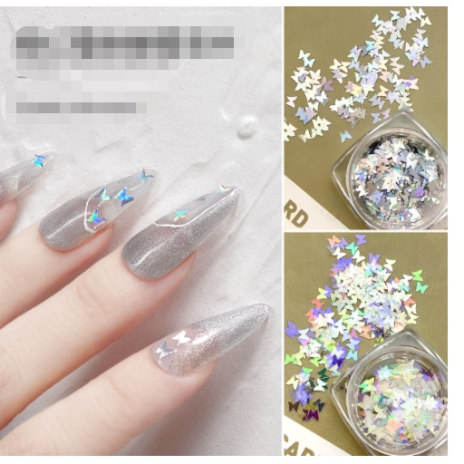 Hũ charm bướm trang trí nail