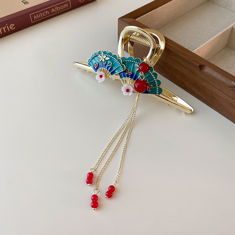 Kẹp Tóc Hình Quạt Thiết Kế Phong Cách Trung Hoa Sang Trọng Cho Nữ