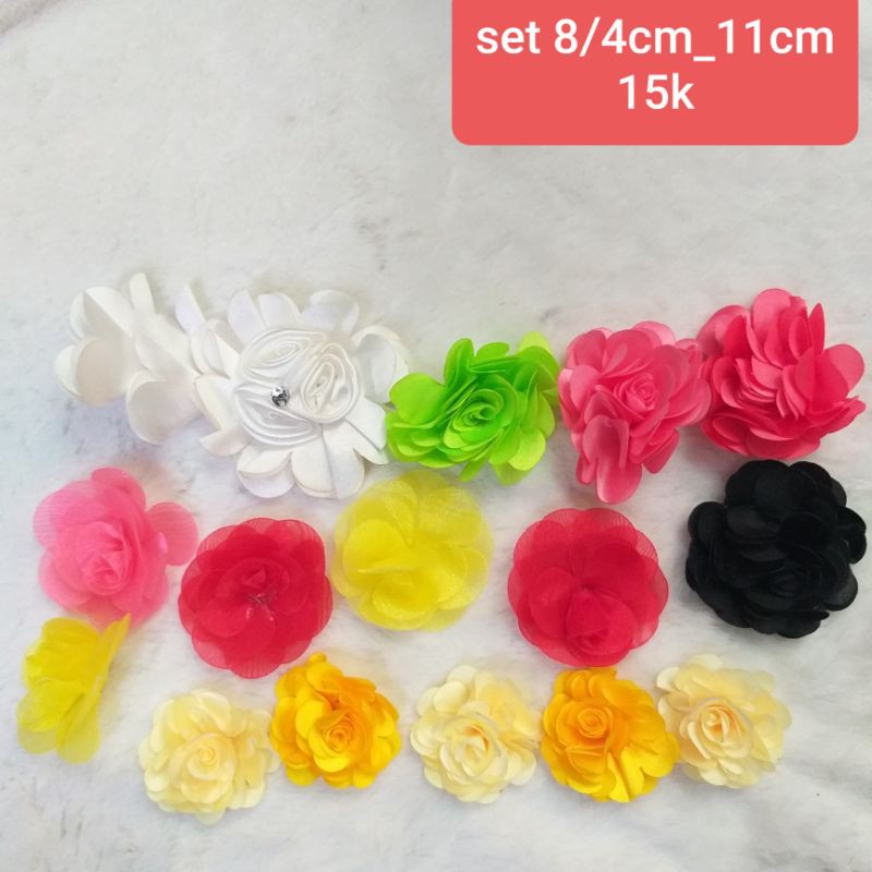 set Hoa trang trí ,size 4 cm dến 9cm.(1 set  )