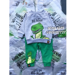 Bộ nỉ bé trai khủng long xanh primark