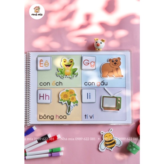 Học liệu bóc dán bảng chữ cái tiếng việt handmade in ép plastic siêu bền bóc dán được nhiều lần