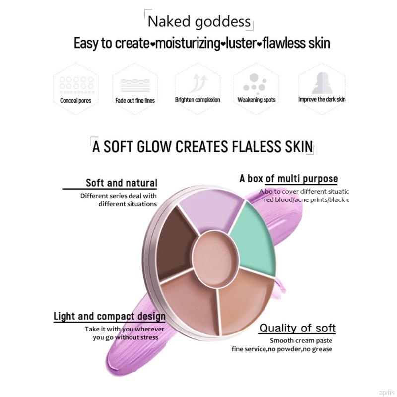 Bảng kem che khuyết điểm 6 màu da chống nước