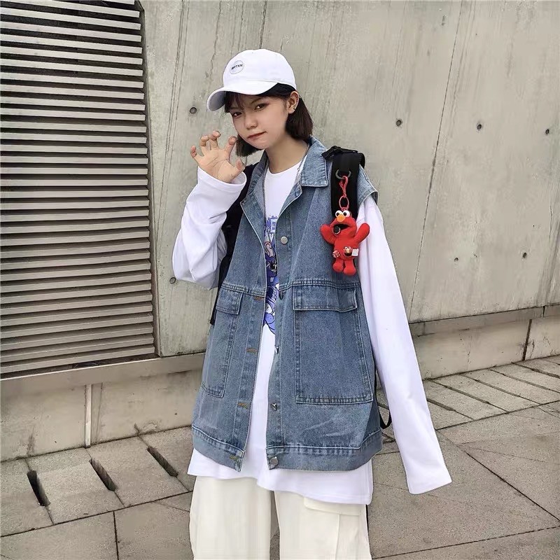 ORDER Áo Gile Jeans Ulzzang