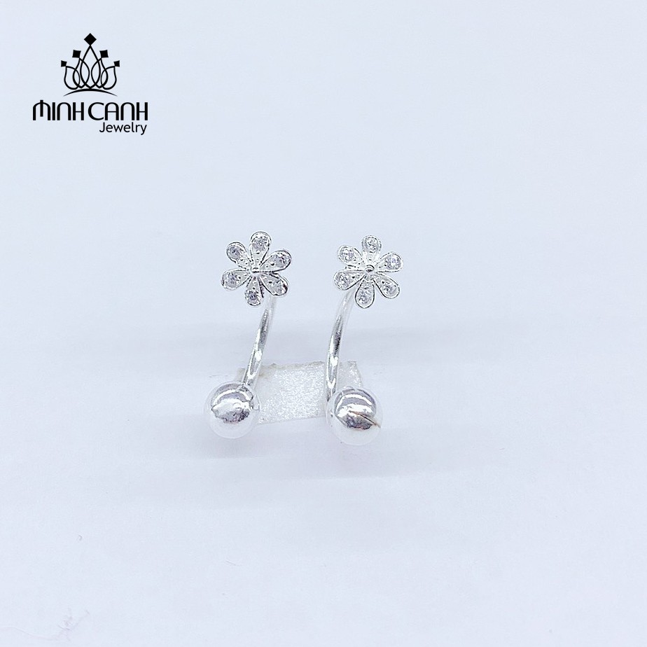 Khuyên Tai Bạc Hình Hoa Càng Cong Chốt Bi Tròn - Minh Canh Jewelry