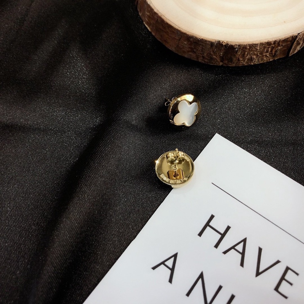 LOUIS VUITTON Khuyên Tai Tròn Bằng Thép Titan In Logo LV Thời Trang