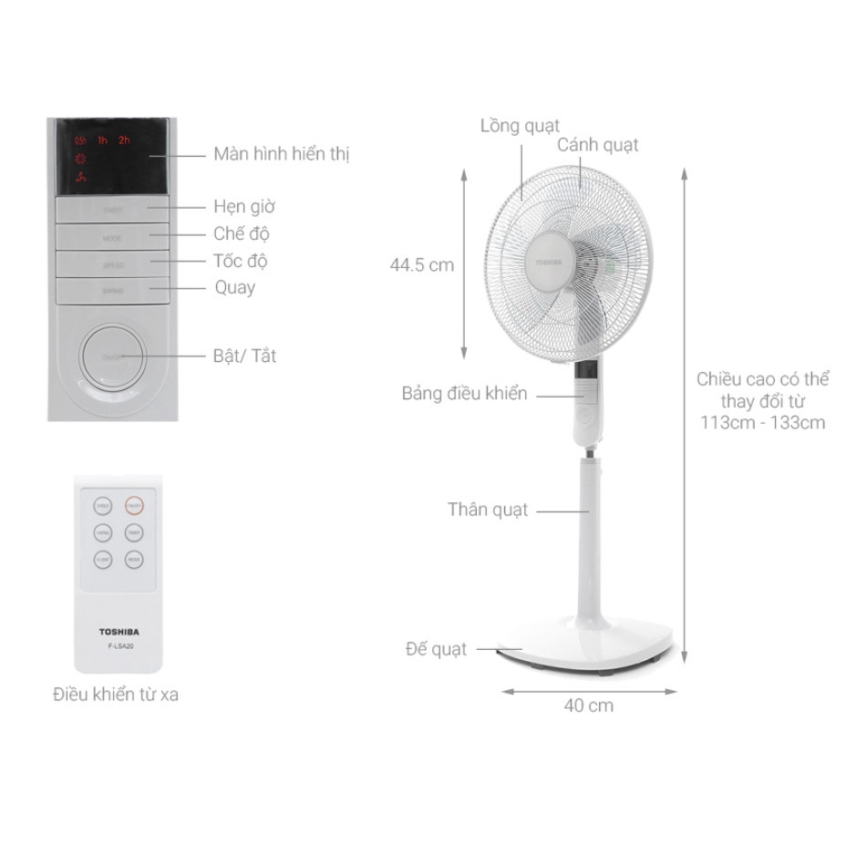 Quạt cây Toshiba F-LSA20 Có Điều Khiển
