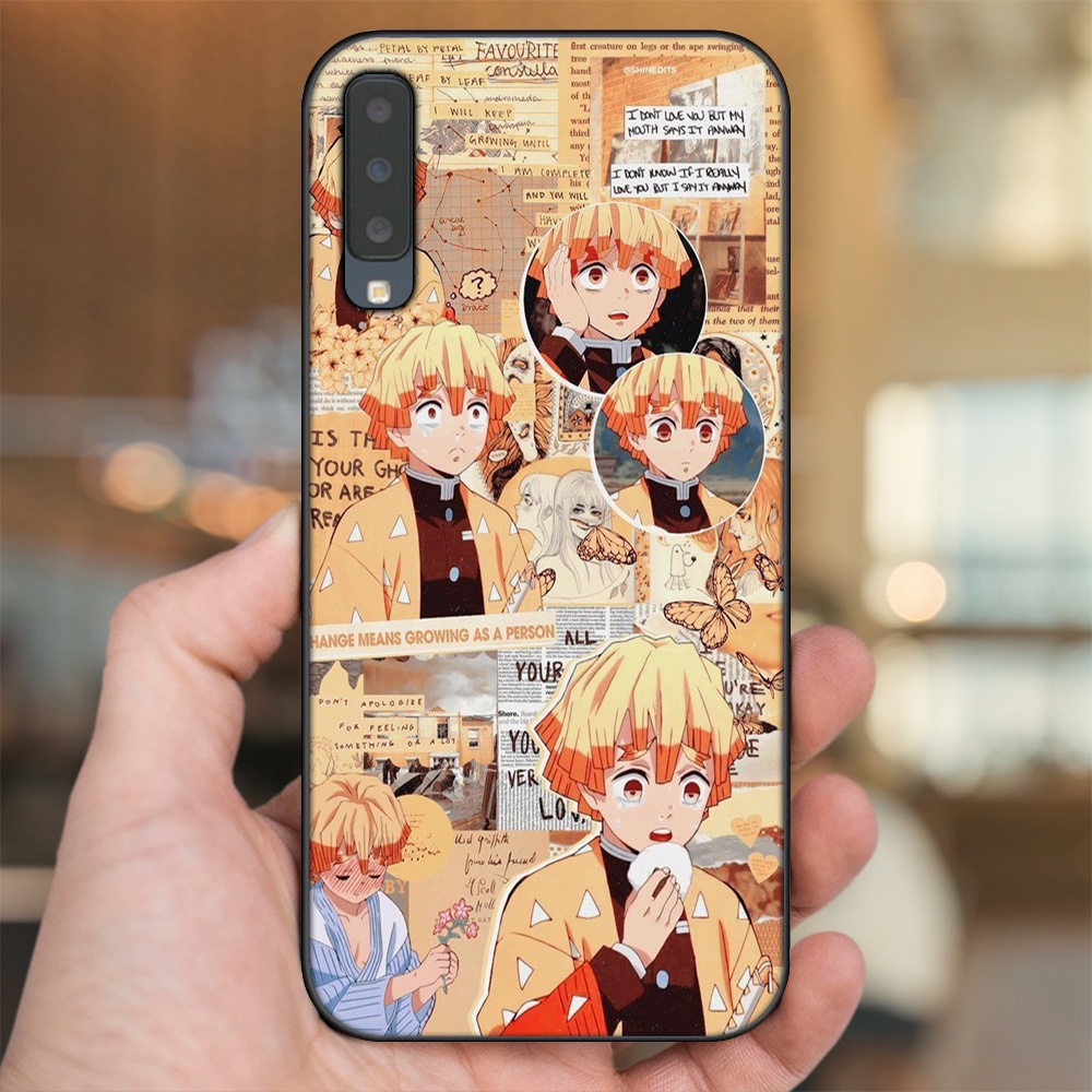 Ốp lưng Samsung A7 2018 viền đen in hình Zenitsu Kimetsu no Yaiba