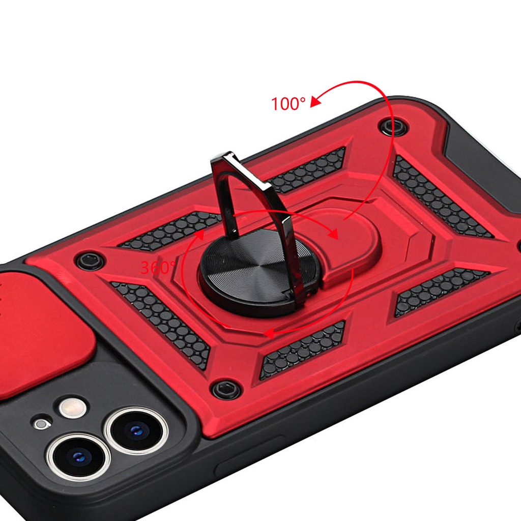 Ốp điện thoại chống rơi dạng nắp trượt bảo vệ camera có giá đỡ thích hợp cho Iphone 11 12 13 pro max