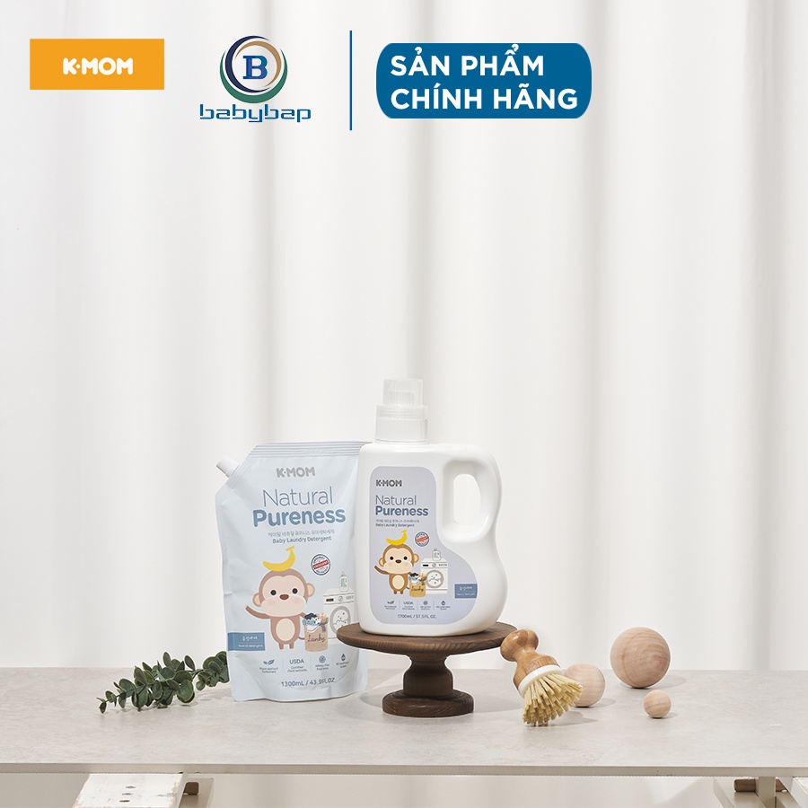 Nước Giặt Đồ Sơ Sinh Hữu Cơ K-Mom Hàn Quốc (Túi 1300ml/(Can 1700ml))