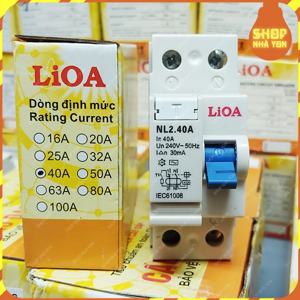 Lioa Aptomat CB 2 pha chống giật, chống dòng rò tự động ngắt điện an toàn 32A, 40A