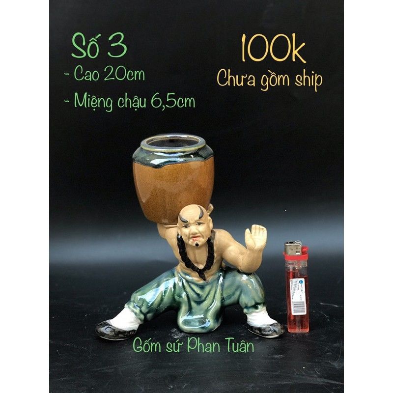 Chậu tượng bonsai Lỗ Trí Thâm _Chậu Trồng Cây tiểu cảnh Sứ Bát Tràng