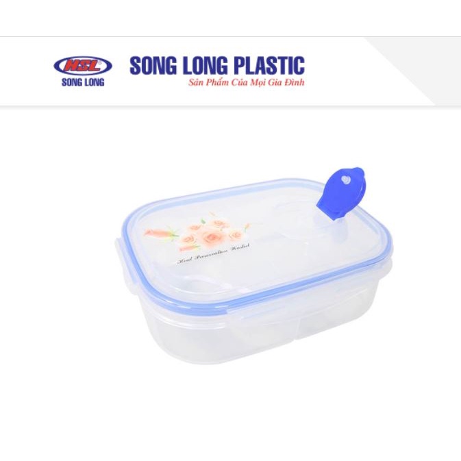 Hộp cơm văn phòng 3 ngăn kèm thìa, nắp có gioăng chống tràn nhựa Song Long 2857 anhduonghoemkit