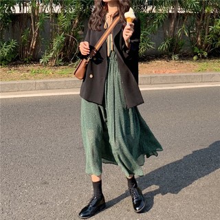 Đầm Vintage dài họa tiết chấm bi CIRINO
