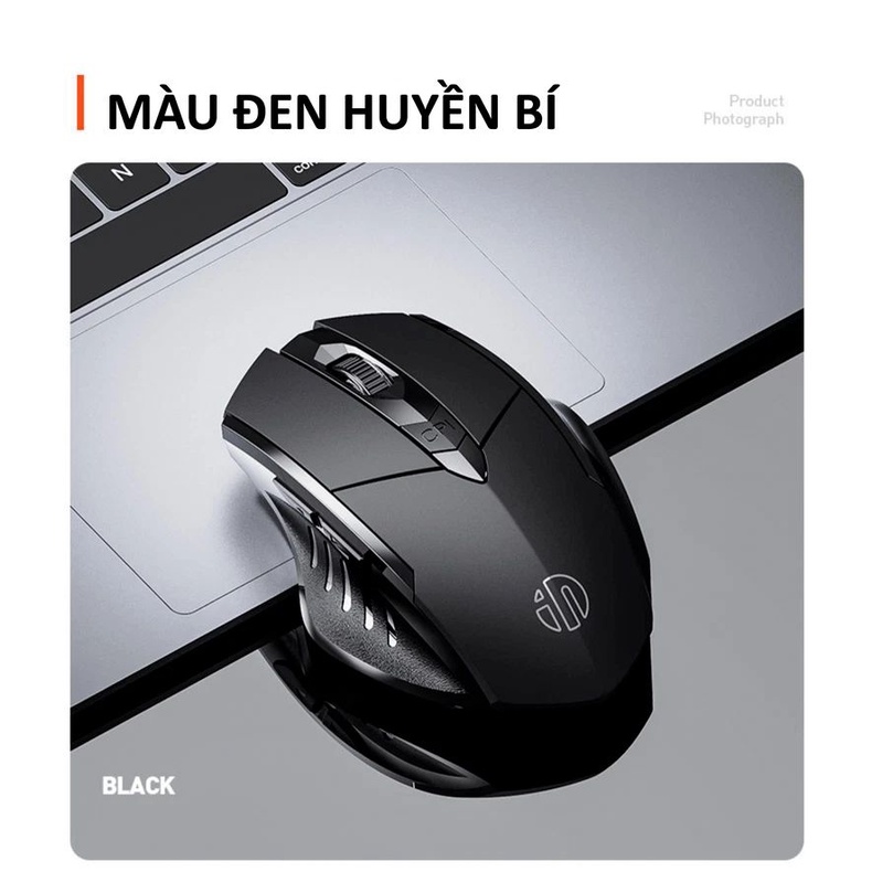 Chuột không dây INPHIC PM6 có Bluetooth và USB 2.4G pin sạc, phím bấm cực êm chống ồn cực đã