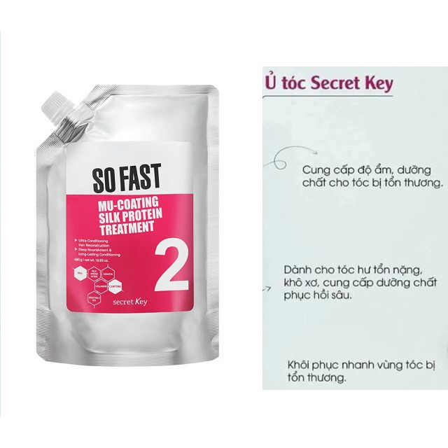 [𝐌𝐮𝐚 𝐠ì 𝐜ũ𝐧𝐠 𝐭ặ𝐧𝐠] - Kem Ủ Tóc Secret Key So Fast Mu-Coating Silk Protein Treatment 480g ( hàng chuẩn HÀN QUỐC )