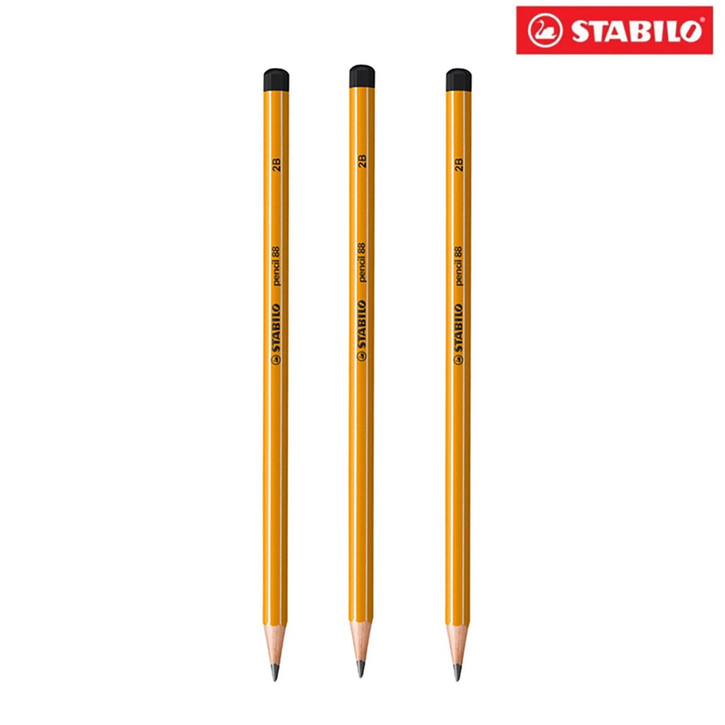 Bộ 3 cây chì gỗ STABILO Pencil 2B đầu đen (PC88-C3)