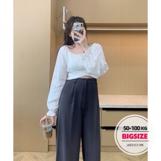 Áo croptop nơ lưng bigsize ảnh thật (55-90kg)