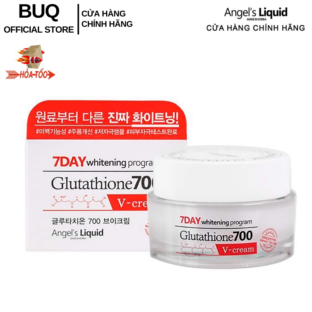 Kem Dưỡng Trắng, Dưỡng Ẩm, Mờ Thâm Da Angel Liquid 7 Day Whitening Program Glutathione 700 V-Cream 50ml