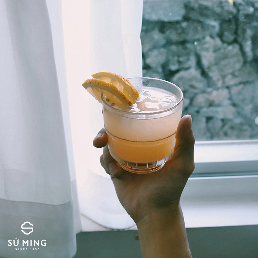 Cốc thuỷ tinh, ly thuỷ tinh khấc cài có sọc cao cấp, dùng làm cốc cafe