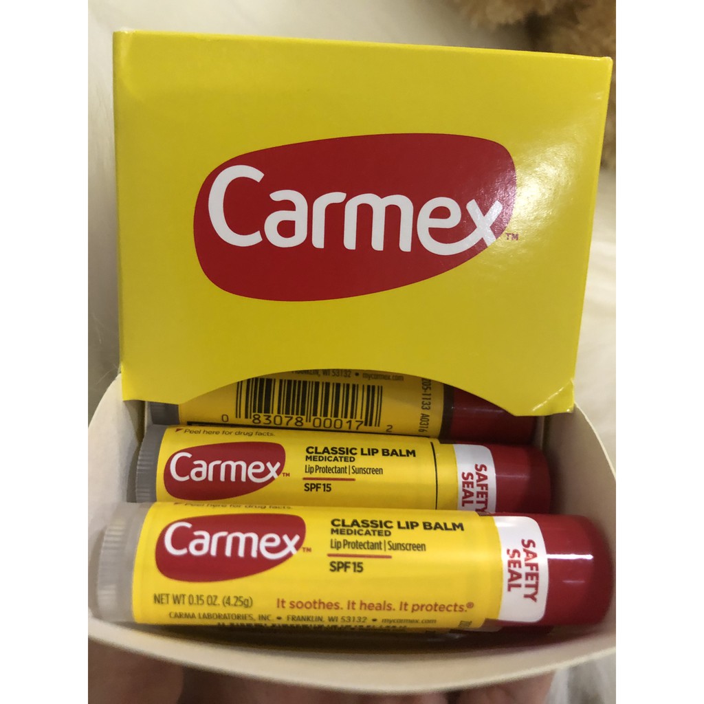 [Mã SRJULY1215 giảm 20K đơn 50K] [CARMEX] Son dưỡng môi khô nứt nẻ Carmex Medicated Classic Lip Balm - Xuất xứ USA