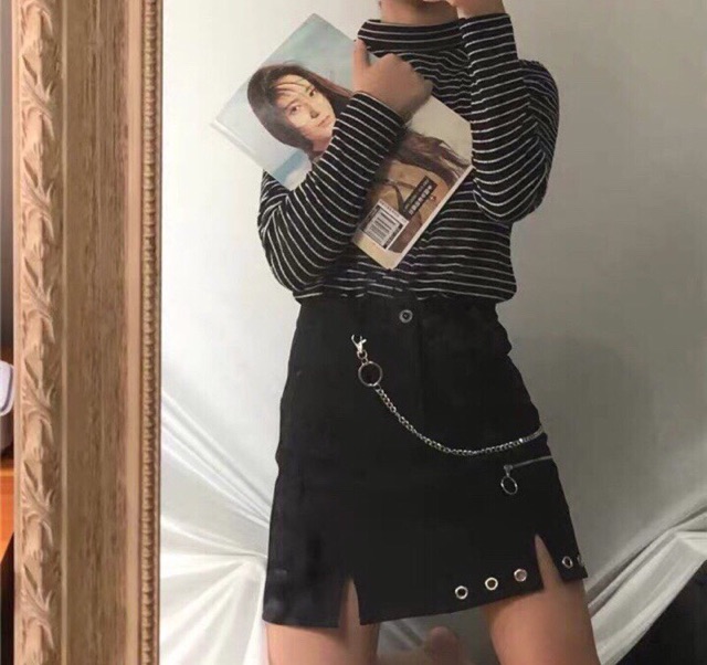 Chân váy kaki kiểu xẻ vạt với độ co giãn tốt lên phom bao xinh(ảnh và clip thật) | BigBuy360 - bigbuy360.vn