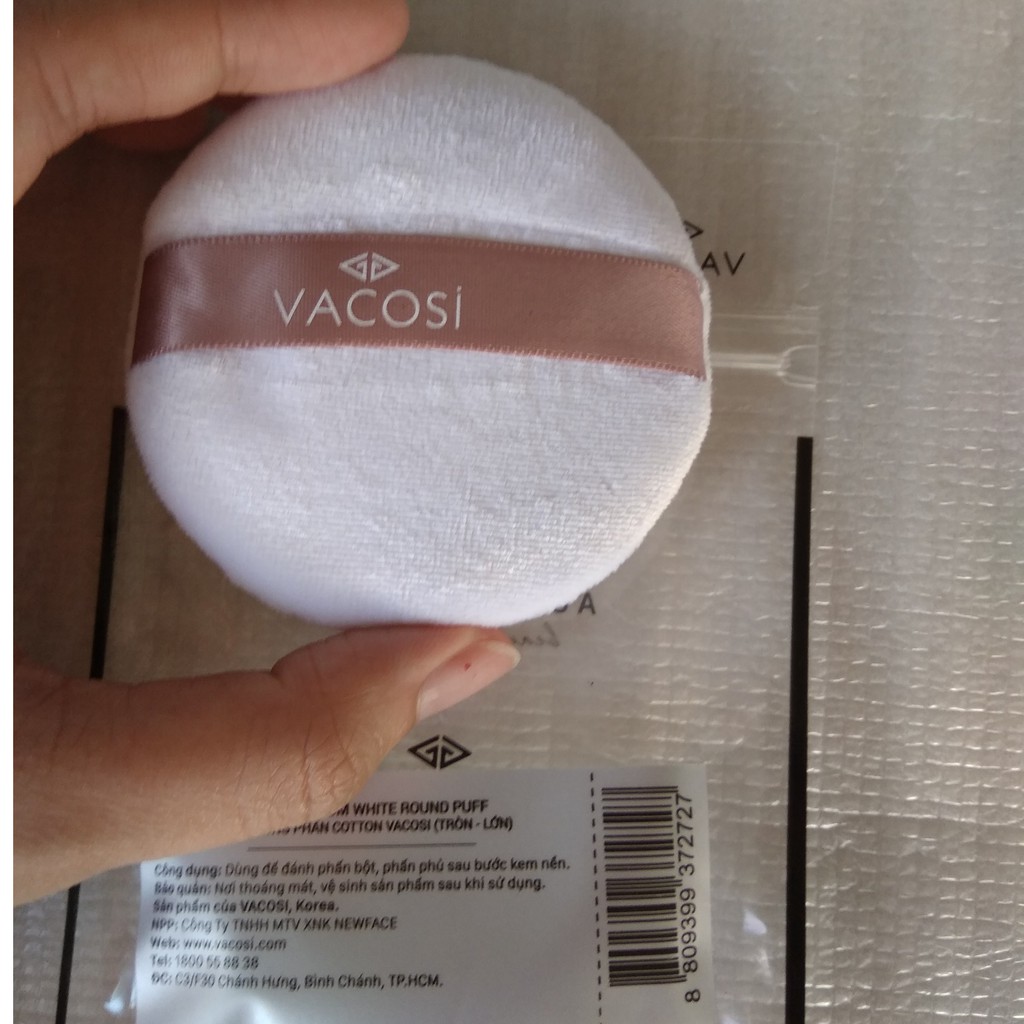Bông phấn khô cotton tròn nhỏ + trung Vacosi BP19 + BP20