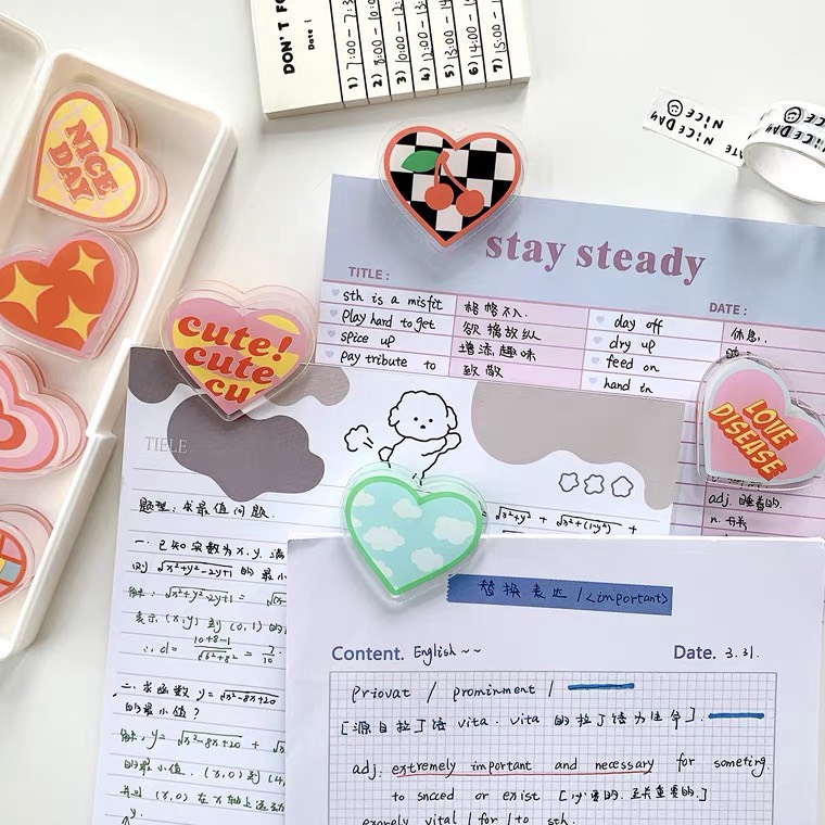 Kẹp Giấy Paper Clip Kẹp Tài Liệu Nhựa Trái Tim Y2K