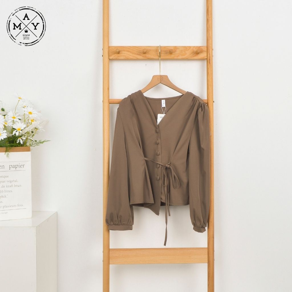 Áo Sơ Mi Cúc Lệch MAY.SINCE2011 Thiết Kế Dáng Suông Vạt Áo Lệch Xinh Xắn Chất Lụa Mềm Mại Thoáng Mát MAN05-0495