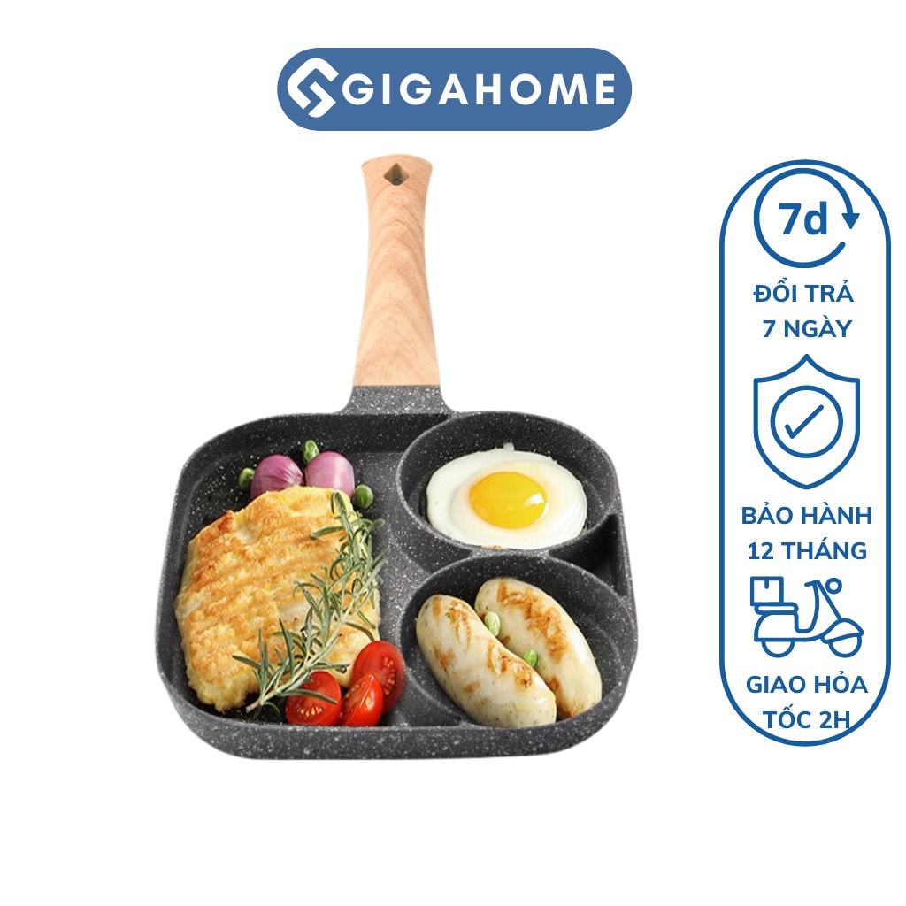 Khuôn Chảo Chiên Rán Trứng, Làm Bánh Chia 3 Ngăn Chống Dính GIGAHOME 10385