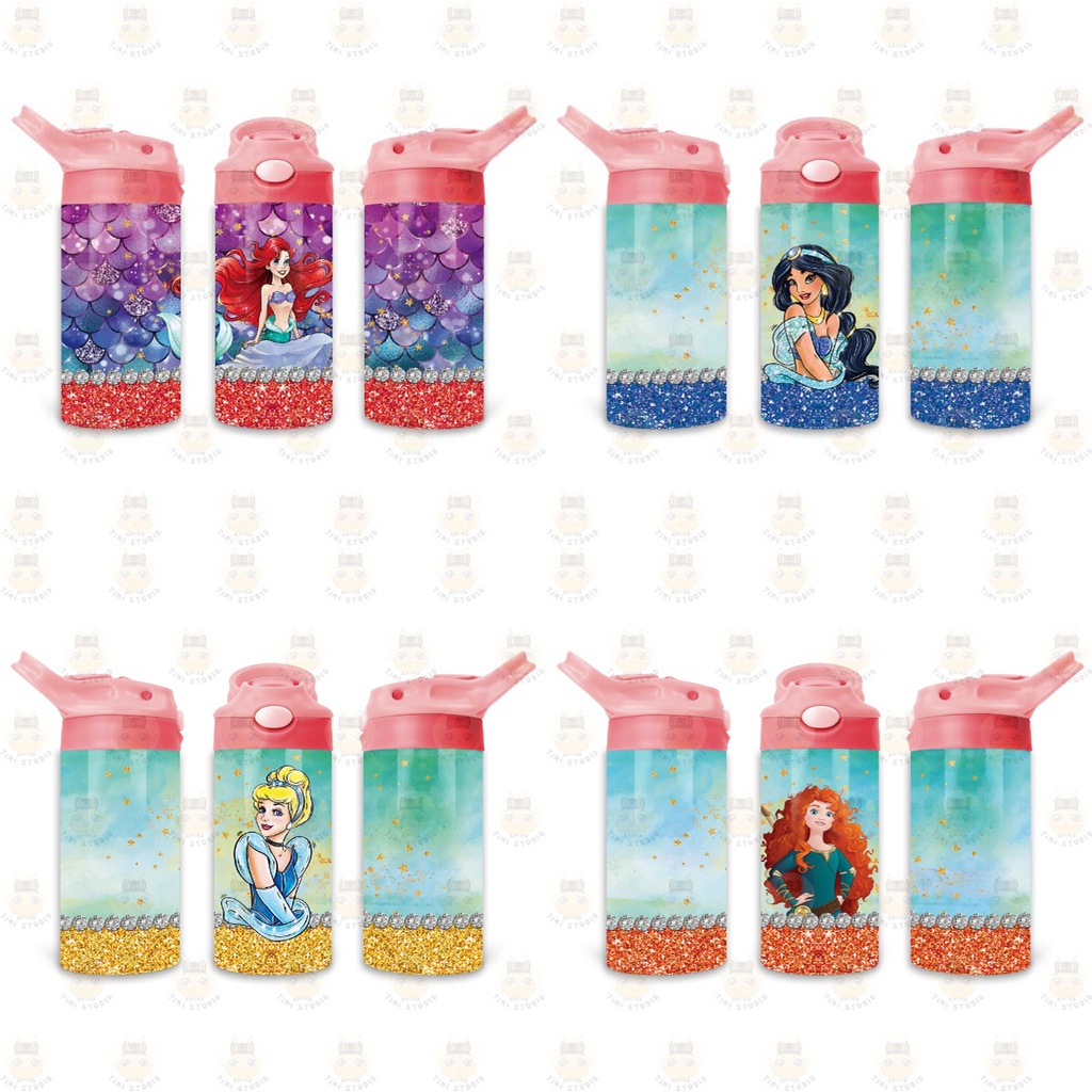 Bình Uống Nước Giữ Nhiệt Cho Bé Có Ống Hút Hình Công Chúa Disney - Tỉ Mỉ Studio - Mã 1407KT07
