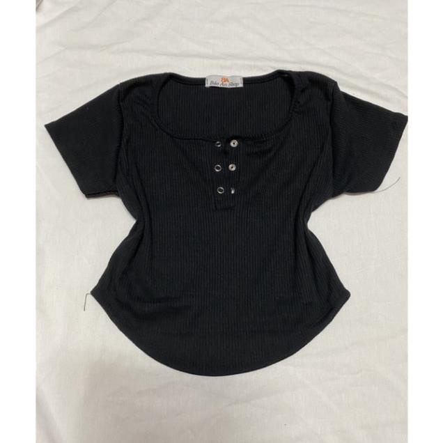 Áo croptop nữ cổ vuông kiểu cài cúc phối hoa , cầu vòng [Hàng Đẹp] | BigBuy360 - bigbuy360.vn