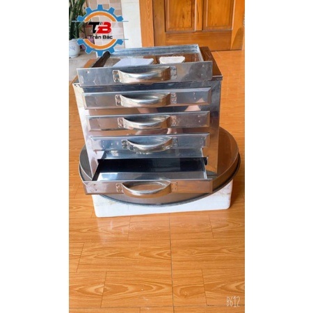 Tủ hấp bánh cuốn bánh mướt,khay làm bánh cuốn,khay hấp bánh cuốn, máy nấu bánh cuốn 4 tầng bằng inox