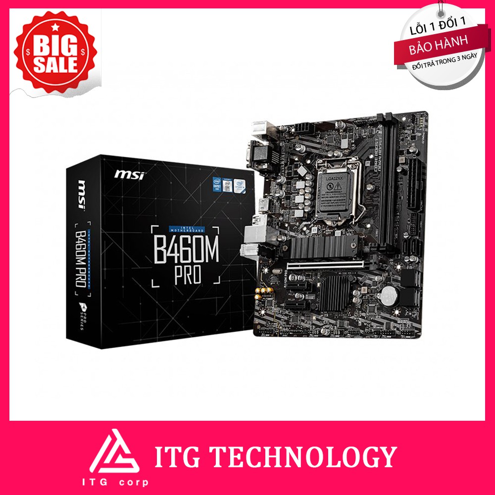 Bo mạch chủ / Mainboard MSI B460M PRO (Intel B460, Socket 1200, m-ATX, 2 khe RAM DDR4)