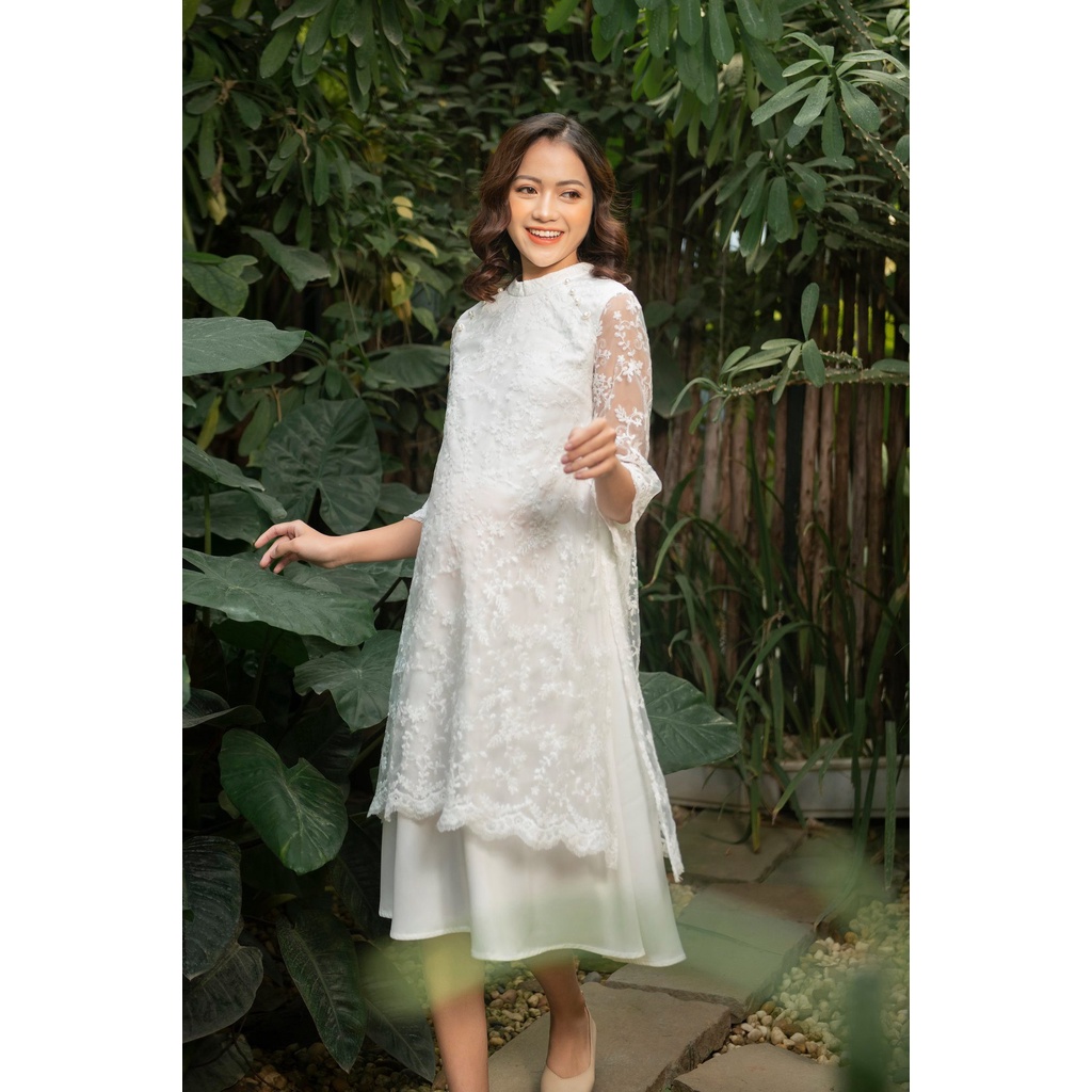 Áo Dài Bầu Sang Trọng Tơ Họa Tiết Pha Lụa Mềm Mát Đủ Size Cho Mẹ Bầu Và Sau Sinhtừ 47-85kg Bella Mama - D124