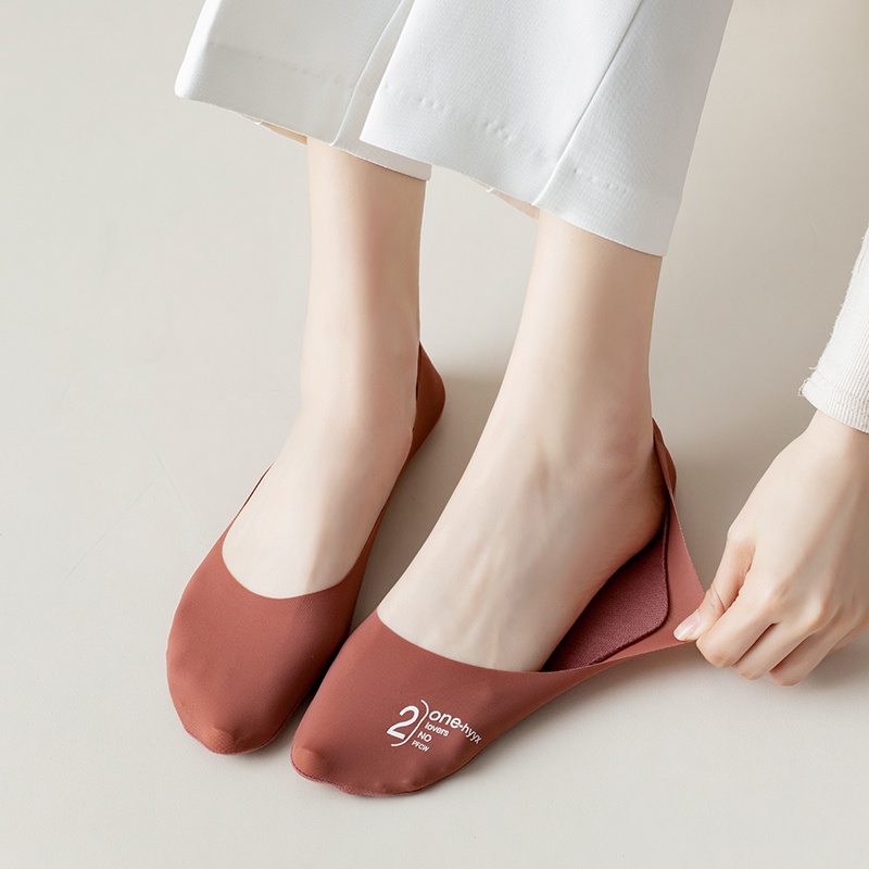 Vớ thuyền vải lụa lạnh chống trượt thoải mái mùa hè không đường may dành cho nữ