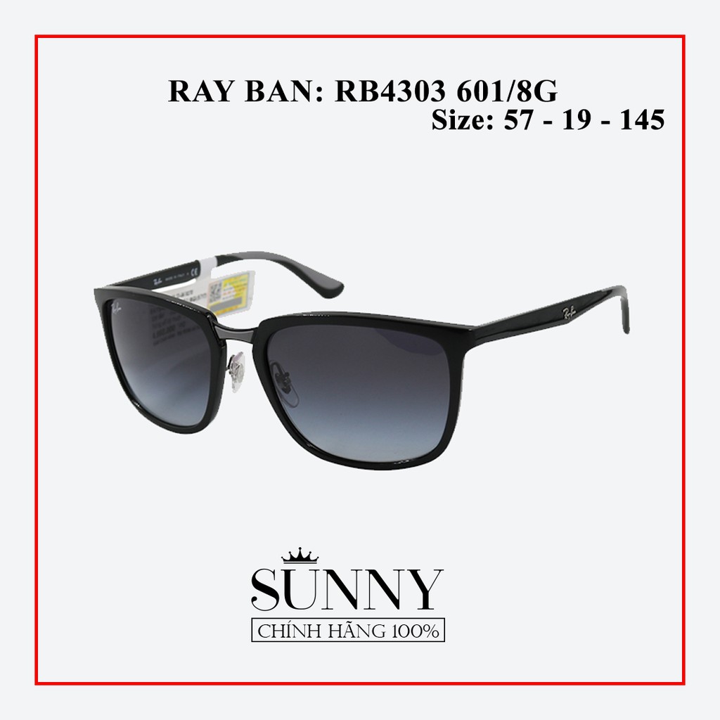 RB4303 601/8G - Kính mát nam nữ Rayban chính hãng , bảo hành toàn quốc, thiết kế dễ đeo bảo vệ mắt