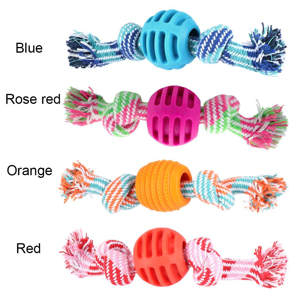 Đồ chơi nhai gặm bằng dây thừng cotton thắt nút đôi nhiều màu mới dành cho cún cưng
