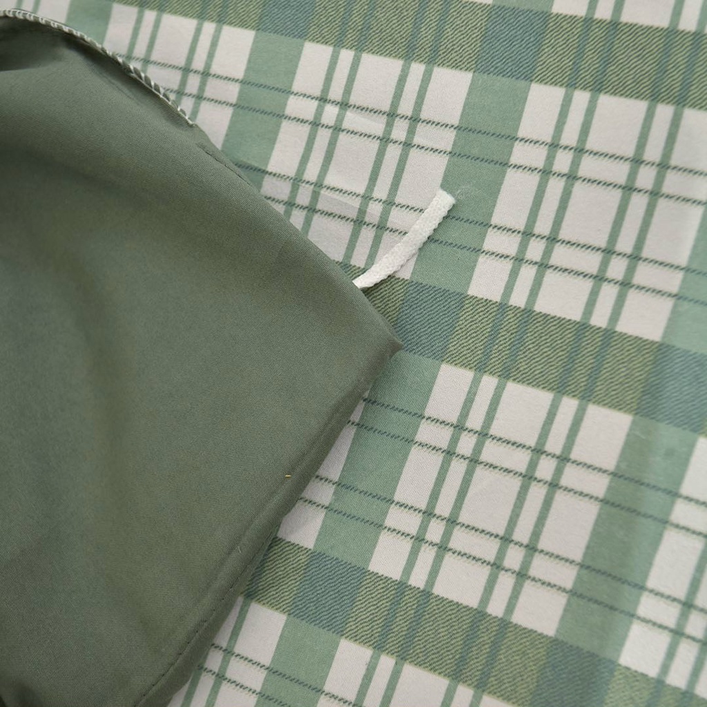 Bộ Chăn Ga Và Vỏ Gối Cotton Tici Mix Kẻ Xanh Ngọc (Sản phẩm không kèm ruột ), Vải đẹp mềm mịn