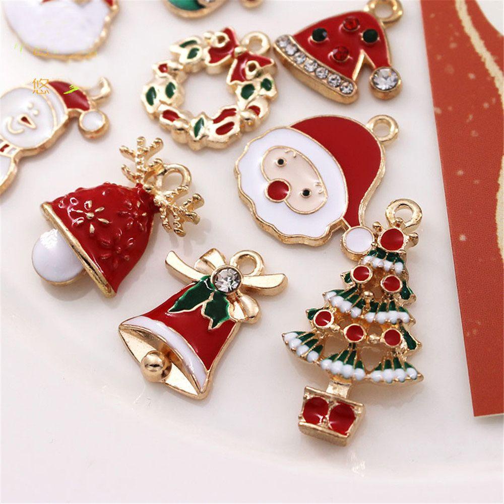NIUYOU Set 10 Mặt Dây Chuyền Tráng Men Hình Ông Già Noel