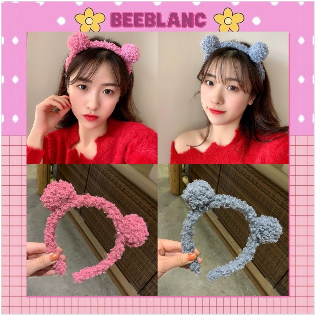 Băng Đô Cài Tóc Lông Cừu Beeblanc Bờm Tóc Phong Cách Hàn Quốc Siêu Cute