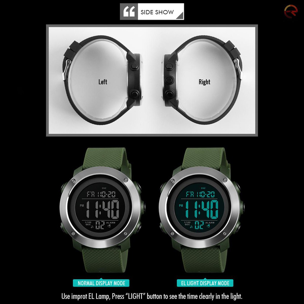 Đồng hồ điện tử SKMEI 1426 dây PU chống nước 5ATM hiển thị 12/24 giờ phong cách thể thao cho nam