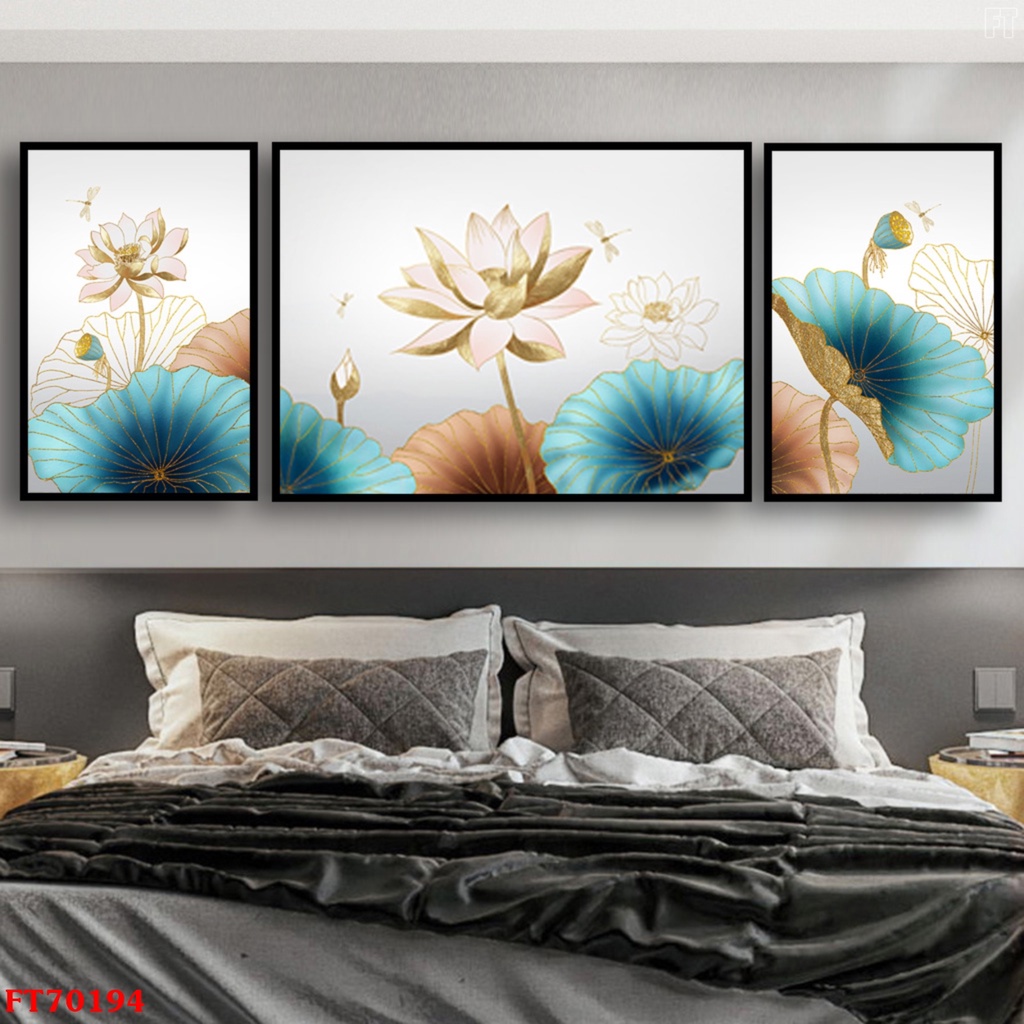TRANH HOA SEN, Tranh tráng gương in UV 5D Mica bóng mịn Joce.Decor No1, tranh treo tường phòng khách bền đẹp 40 năm