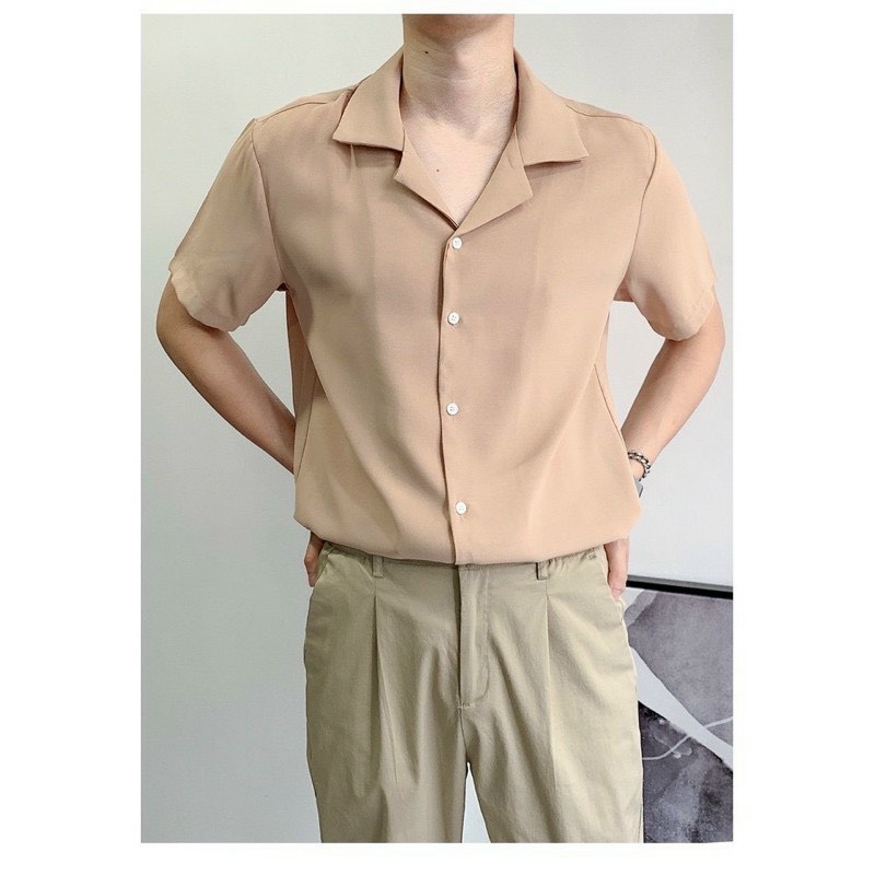 Áo sơ mi tay ngắn nam nữ form rộng, sơ mi cổ vest unisex Hàn Quốc siêu sang, chất vải lụa dãn mềm mịn mát.