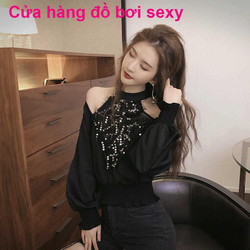 2021 phong cách thời trang mới gợi cảm chiến đấu hở vai tiếp nhận eo dài tay áo thun corset nữ của Hàn Quốc