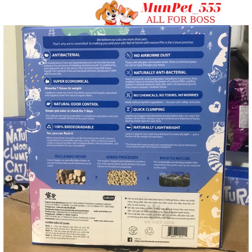 Cát vệ sinh cho mèo Natural Wood than hoạt tính tự nhiên gói 2,4kg