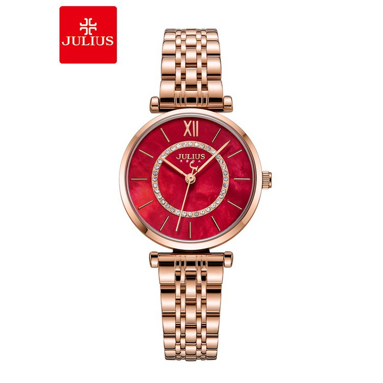 Julius / julius Đồng Hồ quartz Nữ ja-1194 Đính Ngọc Trai Sang Trọng Phong Cách Hàn Quốc
