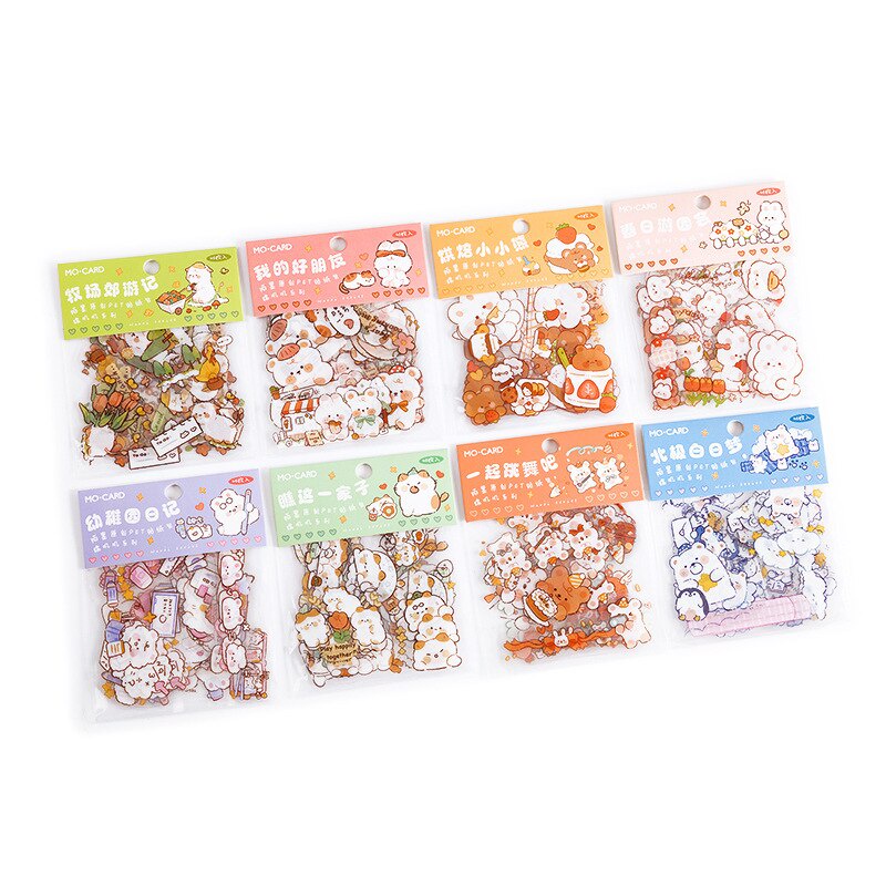 Set 46 miếng dán PET chống nước họa tiết hoạt hình trang trí sổ tay sổ lưu niệm