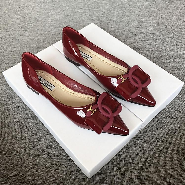 Giày Búp Bê Da Bóng Mũi Nhọn Đế Mềm Thoải Mái Thời Trang Xuân Thu 2022 Size 33-48