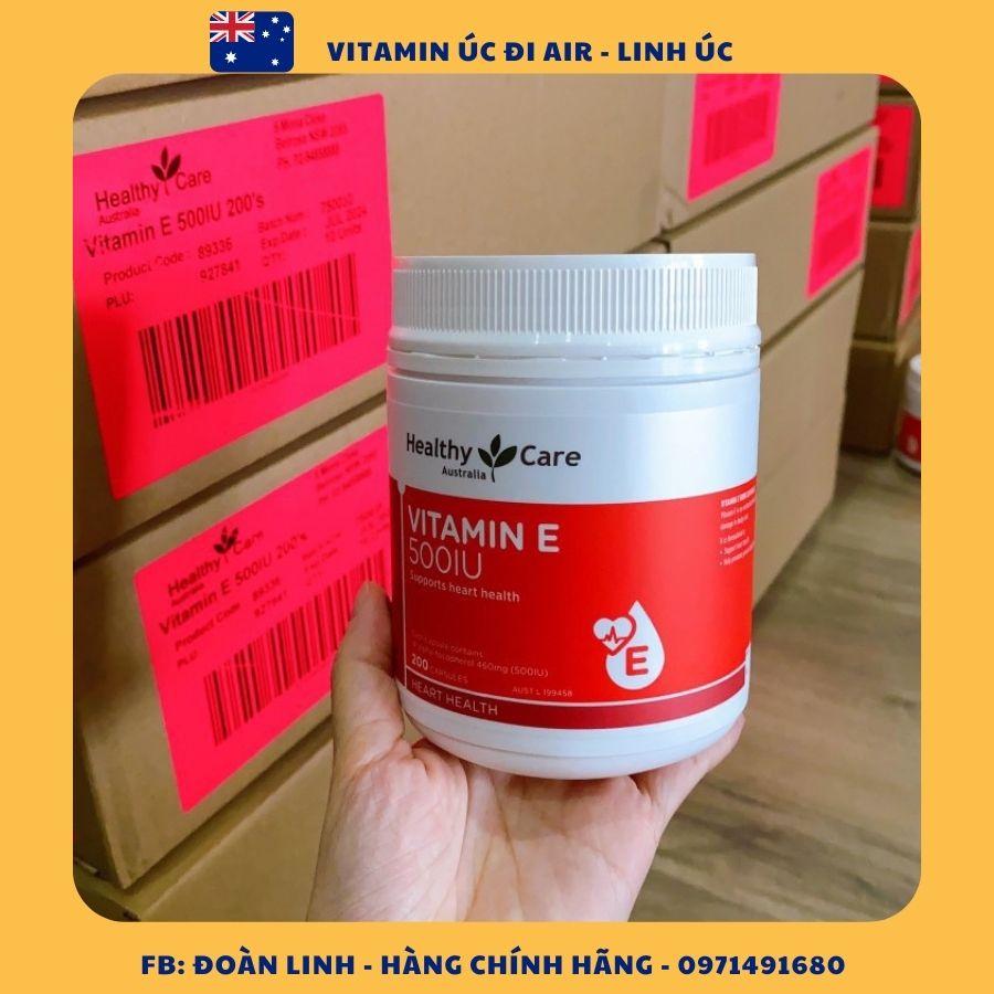 Viên uống đẹp da, hỗ trợ sức khỏe Healthy Care Vitamin E - Hộp 200 viên, Hàng Chuẩn Úc Đi Air, Healthy Care vitamin E